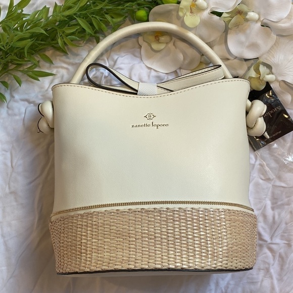 Nanette Lepore 'Rice' Rattan Reese Convertible Bucket Bags - Picture 3 of 15